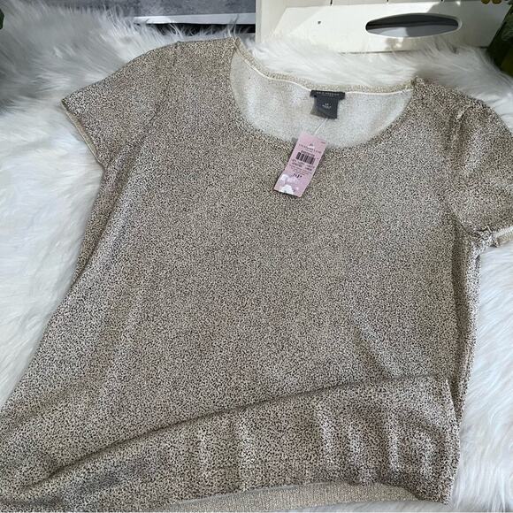 NEW Ann Taylor Silk Metallic Short Sleeve Lightweight Layering Sweater SP NWT - Picture 7 of 15